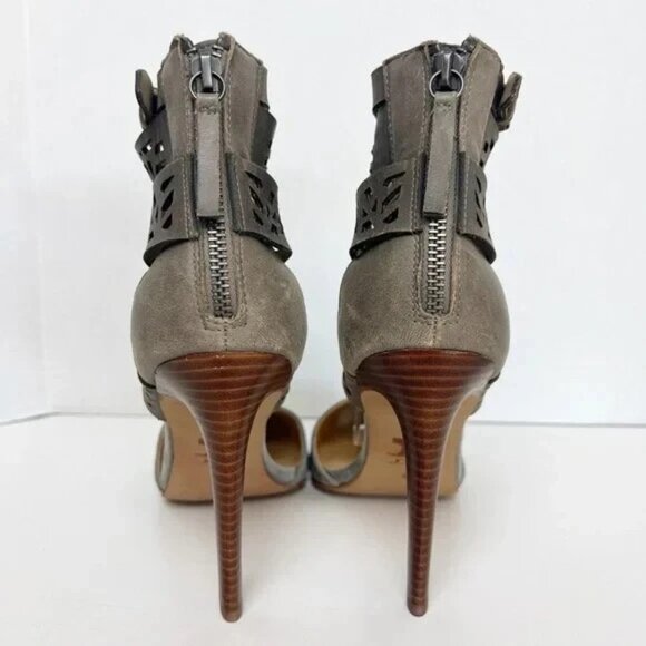 JOE'S JEANS Gray Suede Leather Pointed Toe D’Orsay Stiletto Heel - Picture 4 of 7